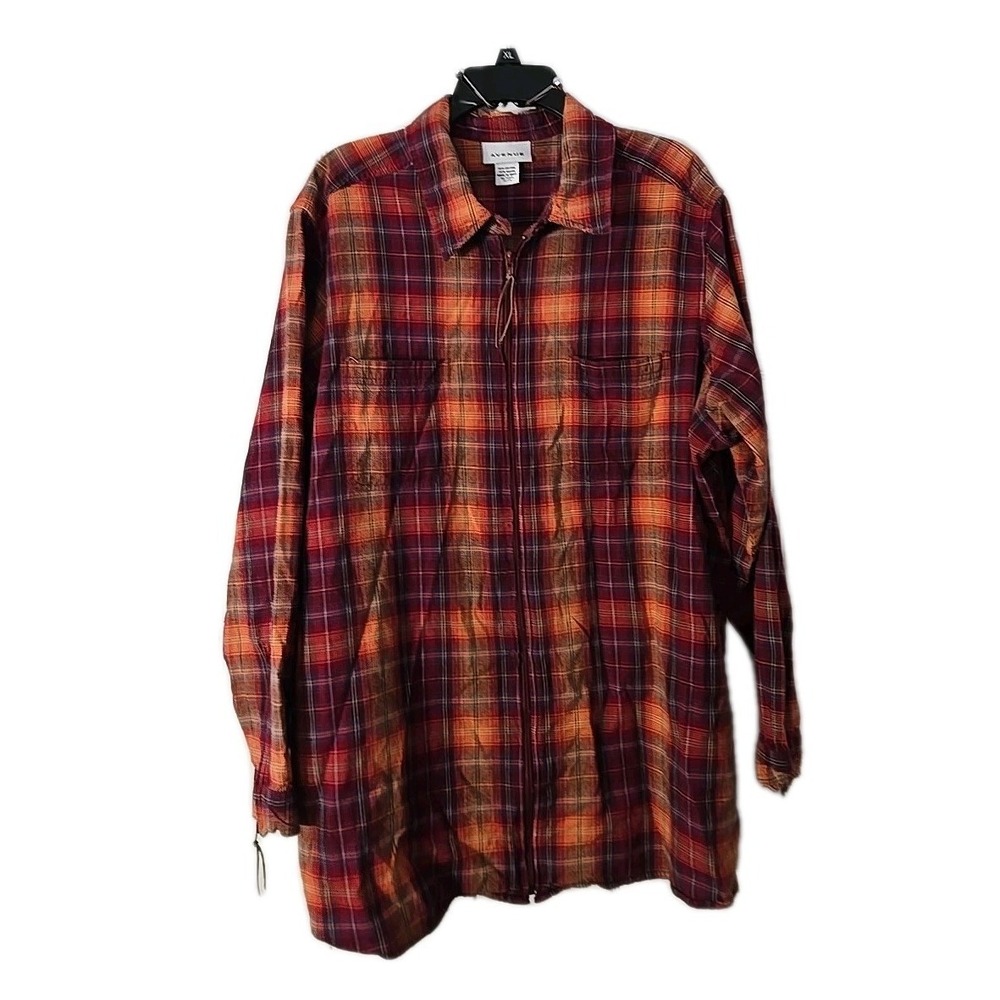 Avenue Womans Long Sleeve Zipup Plaid Fannel Shirt Size 22/24